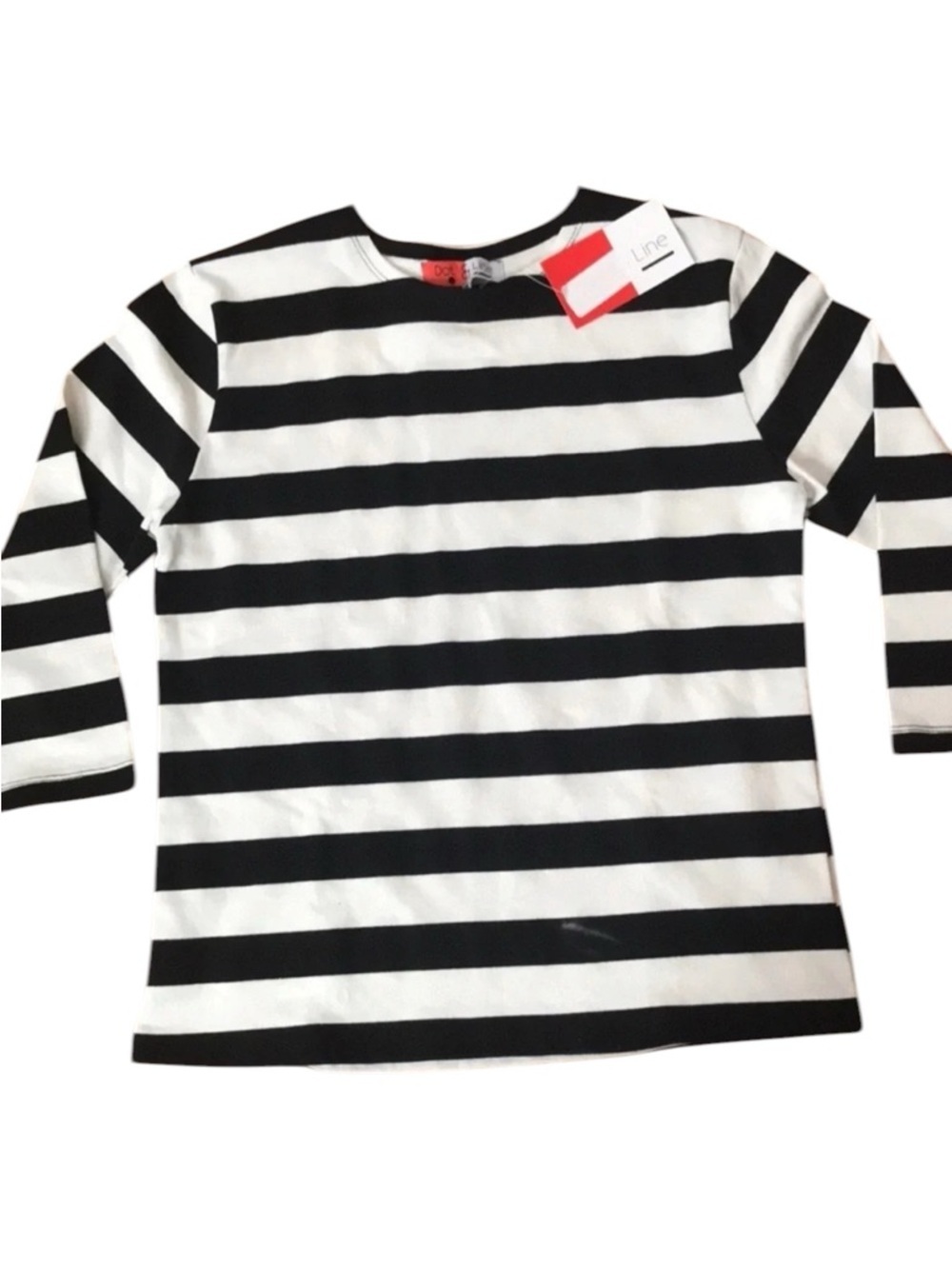 Dot & Line NWT Black and White Striped 3/4 Sleeve Tee Shirt Teen Girls Size 20